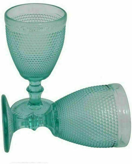 Fylliana Dot Set of Glasses Water made of Glass in Blue Color Stemmed 280ml 6pcs