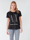 Armani Exchange Damen Baumwolle Bluse Schwarz