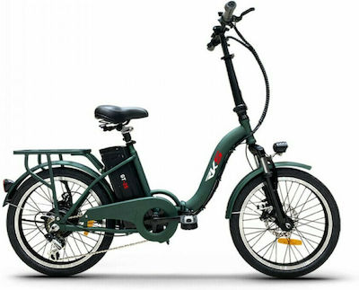 RKS GT25 20" Green Foldable Electric City Bike with 6 Speeds and Disc Brakes