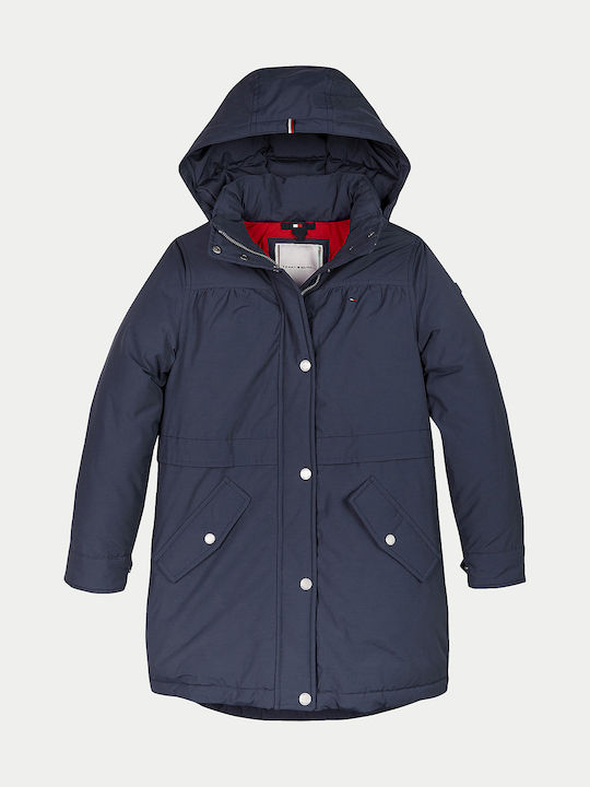 Kids' Parka Long with Hood Navy Blue