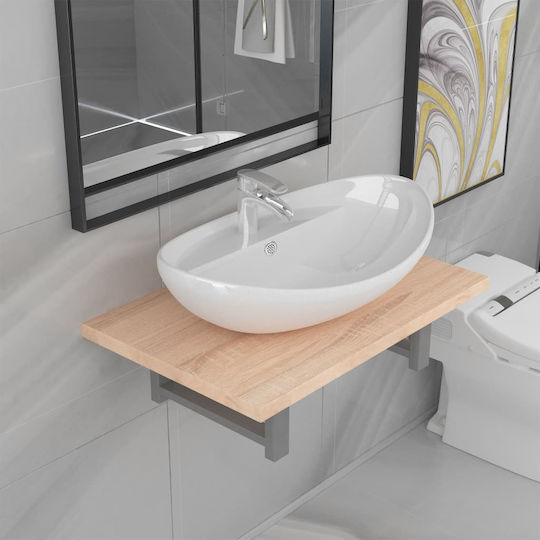 vidaXL Waschtisch mit Waschbecken L60xB40xH16.3cm Eiche