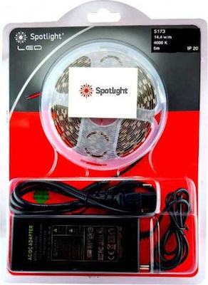 Spot Light LED Strip Power Supply 12V with Warm White Light Length 5m and 60 LEDs per Meter with Power Supply SMD5050