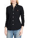 Ralph Lauren Women's Pique Monochrome Long Sleeve Shirt Black