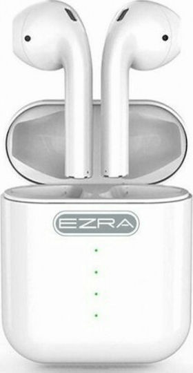 Ezra TWS-09 Earbud Bluetooth Handsfree Ακουστικά με Θήκη Φόρτισης Λευκά