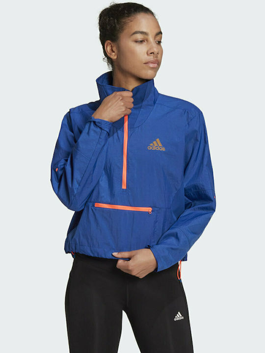 Adidas Adapt Γυναικείο Φορετό Μπουφάν Running Αντιανεμικό Μπλε