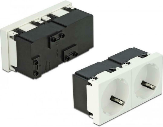 DeLock Easy 45 Διπλή Χωνευτή Πρίζα Ρεύματος 5τμχ Λευκή 5τμχ