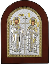 Prince Silvero Εικόνα Άγιος Κωνσταντίνος & Αγία Ελένη Ασημένια 15x21εκ.