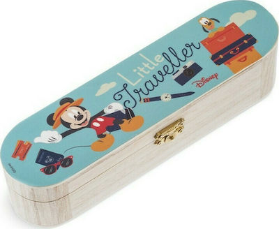 Taufgeschenk mit Federmäppchen Mickey Natural aus Holz