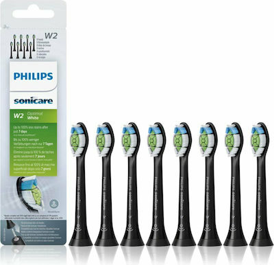 Philips Sonicare W2 Optimal White Standard Ανταλλακτικές Κεφαλές για Ηλεκτρική Οδοντόβουρτσα Black HX6068/13 8τμχ