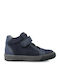 Anatomical Leather Kids Boots with Velcro Navy Blue