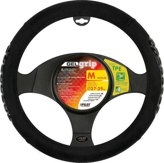 Lampa Car Steering Wheel Cover Gel Grip with Diameter 37-39cm Microfiber Black