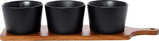 Cryspo Trio Acacia Ордьовър Триместна Със стойка от Порцелан Черен Ш10.5xД39.5см 1бр
