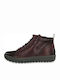 Jana Leather Women's Ankle Boots Platform Burgundy