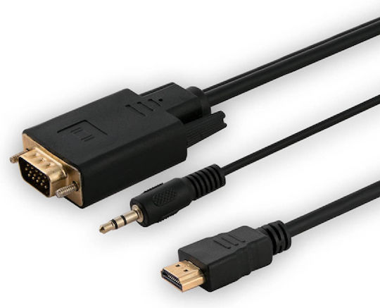 Savio Μετατροπέας 3.5mm / HDMI male σε VGA male 1τμχ CL-104