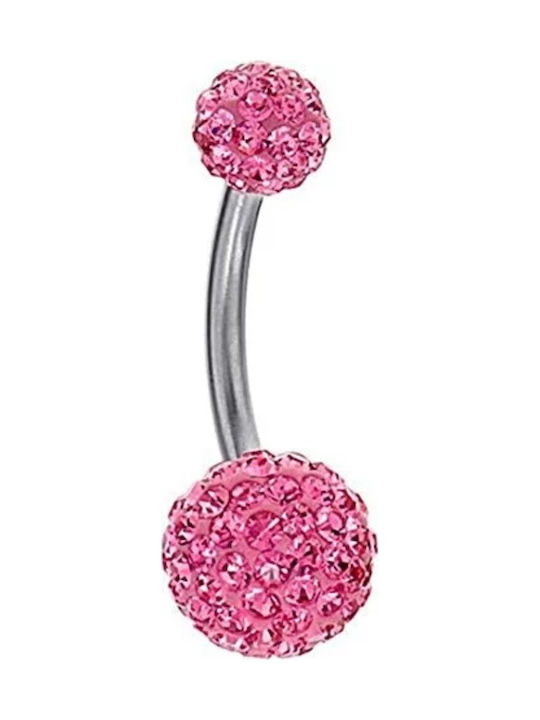 Belly button earring pink ,surgical steel hypoallergenic