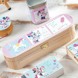 Christening Favor with Pencil Case Minnie Carousel made of Wood