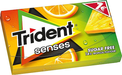 Trident 14 Chewing gum Senses with Τροπικά Φρούτα Flavour Sugar Free 27gr