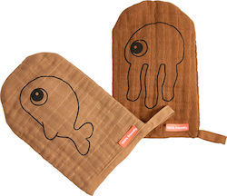 Done by Deer Baby Bath Sponge Gloves Sea Friends Mustard 2 Pieces
