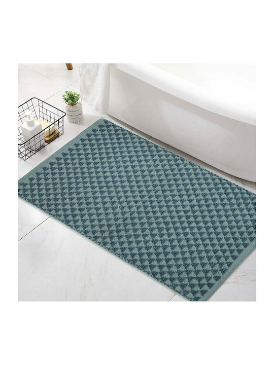 Lino Home Non-Slip Bath Mat Cotton Zank 7300000197 Petrol 65x135cm