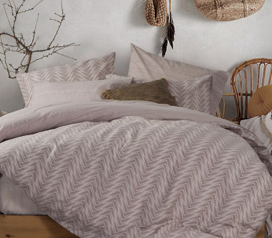 Nef-Nef Homeware Cotton Duvet Cover Set 230x240cm Double With 2 Pillowcases Visual Beige