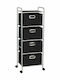 vidaXL Metallische Aufbewahrungsbox mit Rädern Schwarz 41.5x31x114cm