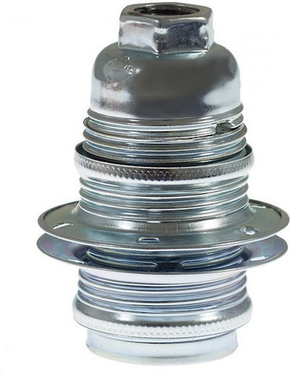 Metal Socket with Thread and 2 Washers Power Socket with Socket E14 in Silver color Set 1pcs 15-00151