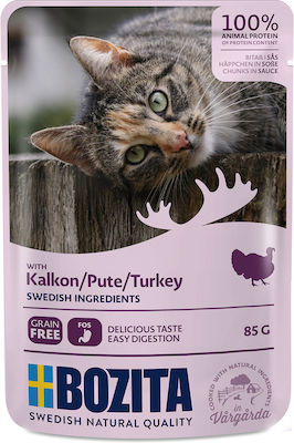 Bozita Chunks In Sause Nasses Katzenfutter für Katze in Beutel mit Türkei 85gr