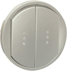 Legrand Celiane Lighting Switch Front Double Bright Titanium in Silver Color 068304