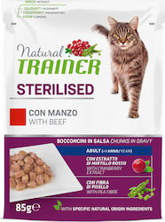 Trainer Sterilised Wet Food for Sterilised Adult Cats In Pouch with Beef 1pc 85gr