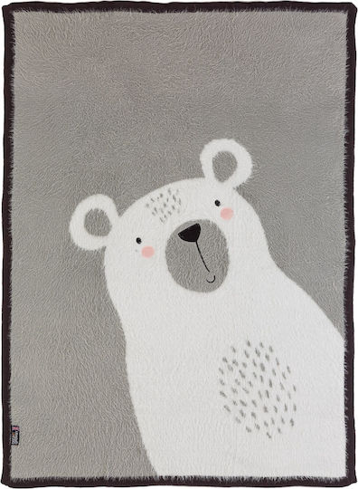 Bizzi Growin Blanket Nursery Swaddling Blankets Polar Bear Cotton Gray 75x100cm