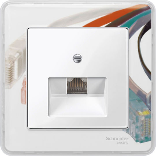 Schneider Electric Merten M-Plan Network-Telephone Socket Front RJ45 UTP cat5e in White Color MTN296219