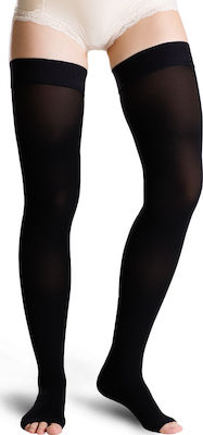 Varisan Top Open Toe Graduated Compression Thigh High Stockings Normal 23-32 mmHg Black