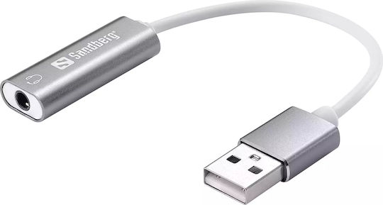 Sandberg Converter USB-A male to 3.5mm female Headset USB converter Silver 1pcs 134-13