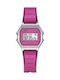 Q&Q Digital Watch with Fuchsia Rubber Strap