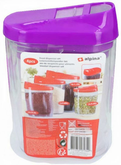 Alpina Appliances 17134 Σετ 4τμχ Κουτιά Γενικής Χρήσης με Καπάκι Πλαστικό Μωβ 1250ml 4τμχ
