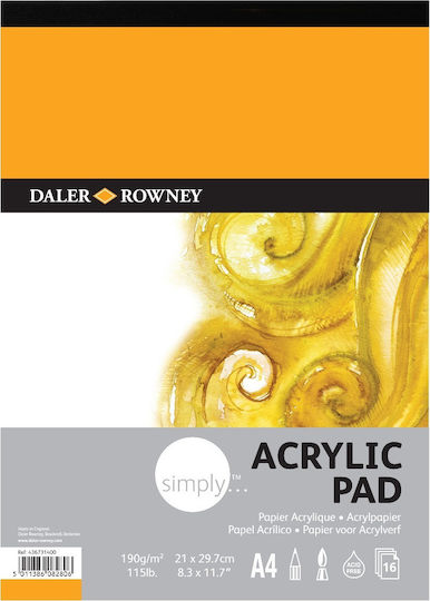 Daler Rowney Μπλοκ Σχεδίου Acrylic Α4 16 Φύλλα 190gr A4 21x29.7cm