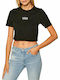 Flying V Γυναικείο Αθλητικό Crop Top Κοντομάνικο με V Λαιμόκοψη Μαύρο