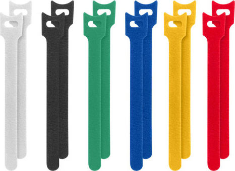 Pack of 12pcs Multicolour Velcro Cable Ties 240x13mm 882553