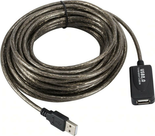 10m USB 2.0 Cable mini A-Male to A-Female Transparent