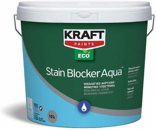 Kraft Eco Stain Blocker Aqua Подложка за басейн Екологична акрилна изолационна подложка Бял Подходящ за Гипсокартон / Строителни материали 1лт