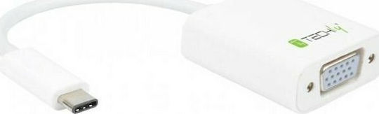 Techly Конвертор USB-C мъжки към VGA женски Бял 1бр 020423