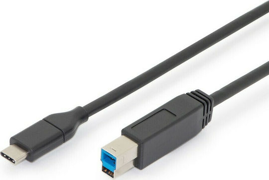 Digitus USB 3.1 Cable USB-C male - USB-B PD Μαύρο 1.8m AK-300149-018-S