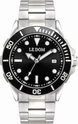 Le Dom Nautilus Battery Watch with Metal Bracelet Silver
