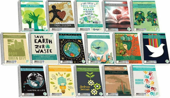 Skag Spiral Notebook Ruled B5 180 Sheets 3 Subjects Save Earth 1pcs (Μiscellaneous Designs)