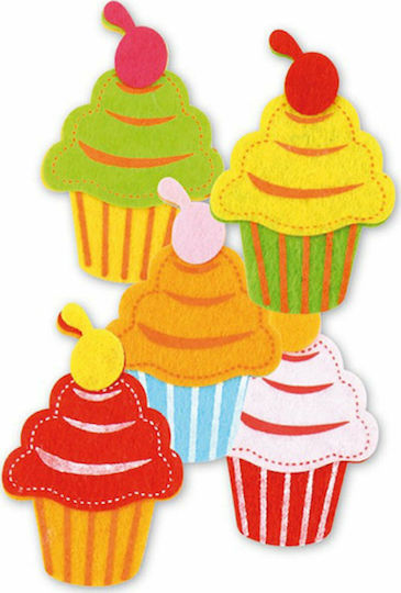 I-Mondi Fetru Autocolante colorate în formă de cupcake din fetru autoadeziv, 12 bucăți
