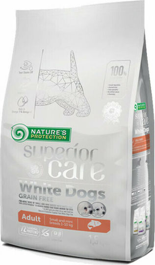 Nature's Protection Superior Care White Dogs 1.5kg Dry Food Grain-Free & Gluten-Free for Adult Small Breed Dogs with Salmon