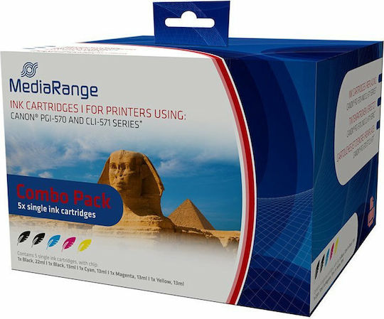 MediaRange Compatible Inkjet Printer Ink Package Canon PGI-570/CLI-571 13ml Multi (Color) / Black 5pcs