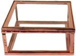 METALLIC GLASS BOX 7X7X2,5CM (PINK/GOLD)