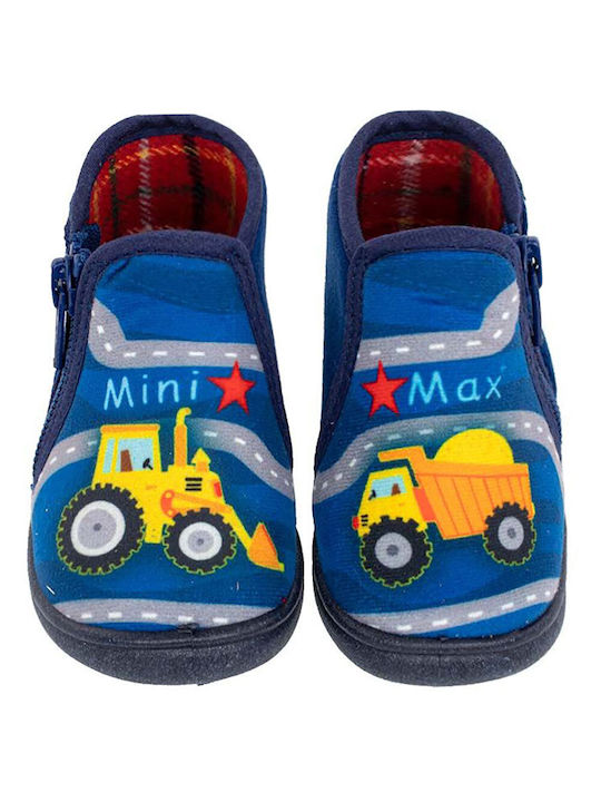 Mini Max Ανατομικές Παιδικές Παντόφλες Μποτάκια Μπλε Road
