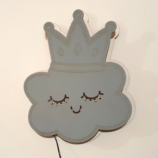 Woodseason Wooden Kids Wall Light Cloud With Crown